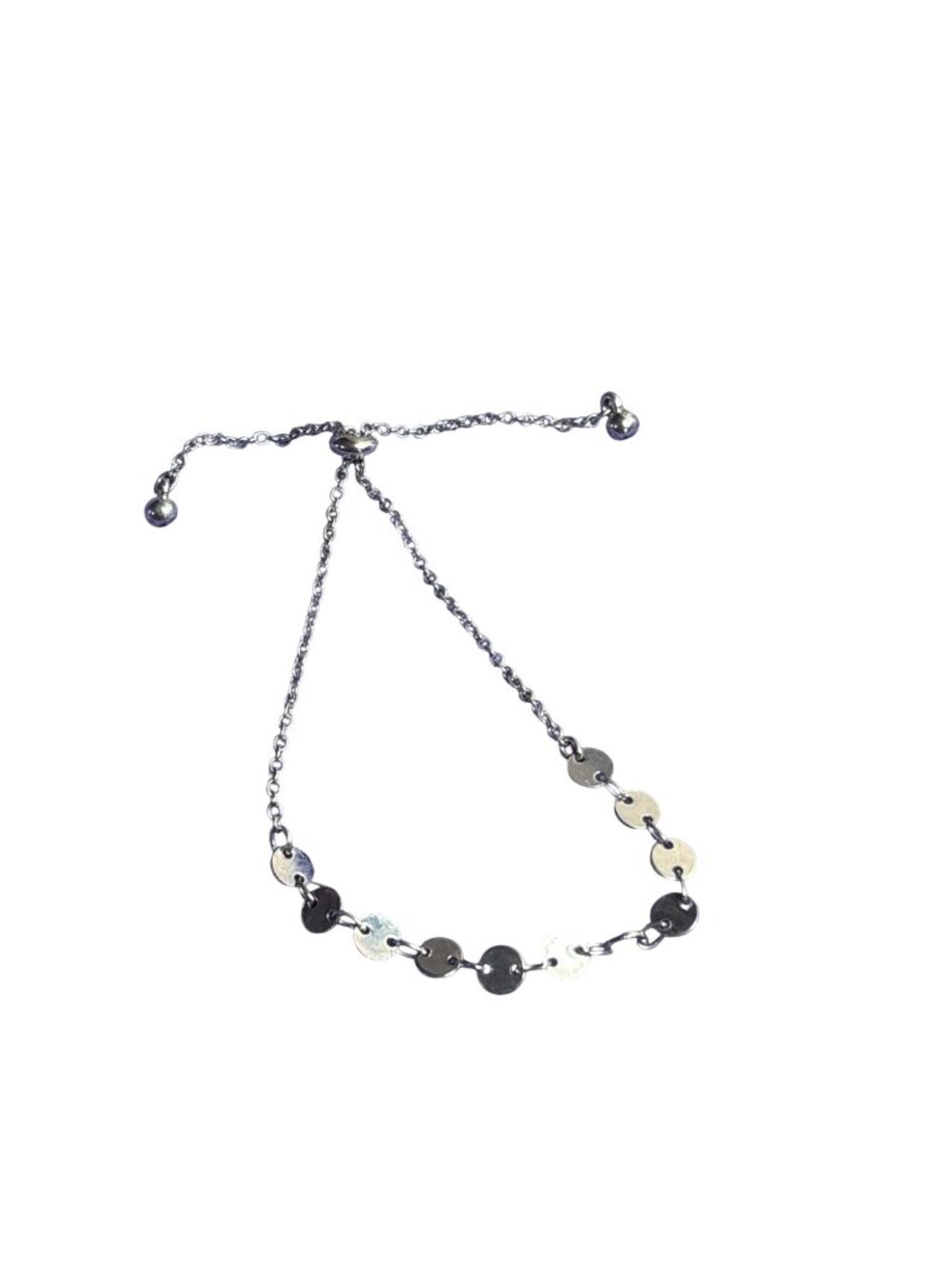 Silvertone Circles Chain Adjustable Bracelet